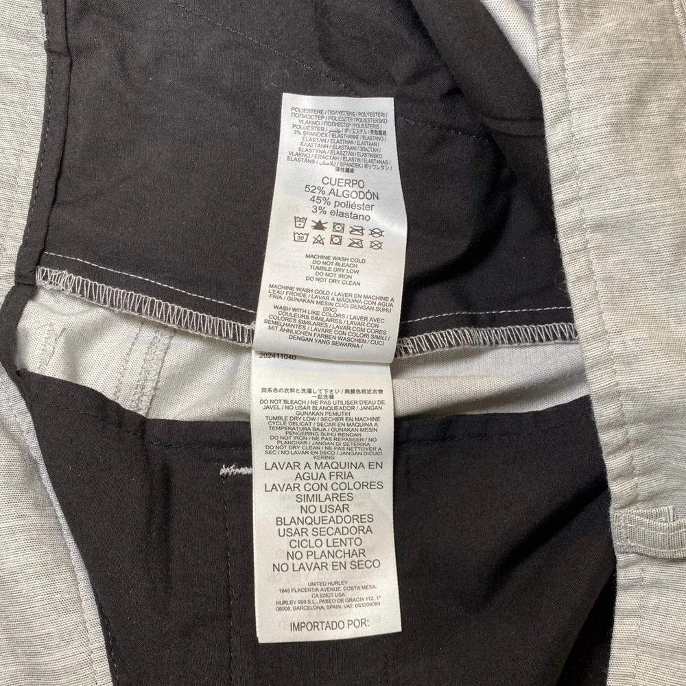 Hurley Dri-FIT Hybrid‎ Shorts Gray Heather Men's Size 40 Stretch Chino